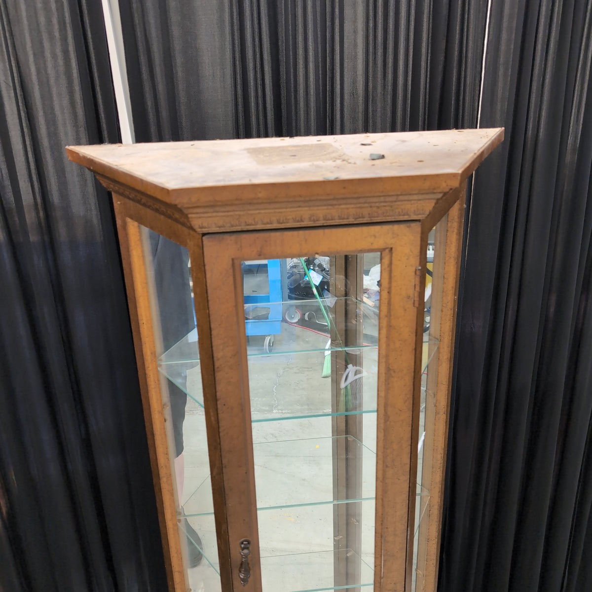 Ornate Light Wood China Cabinet with Glass Shelves