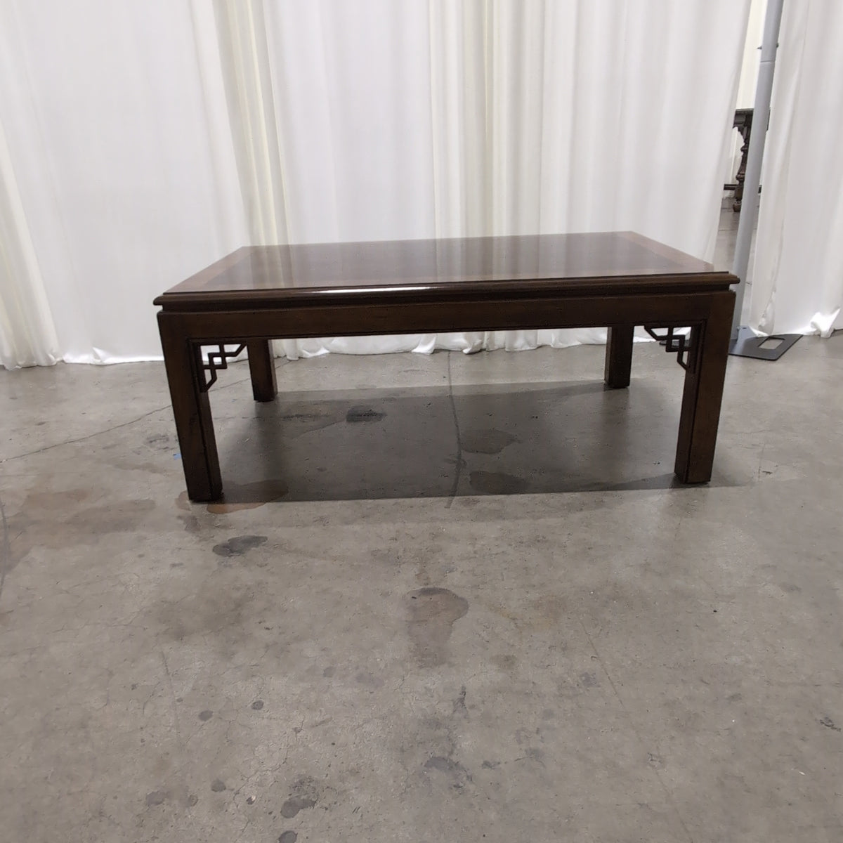 Dark Wood Asian Inspired Coffee Table with Lattice Details