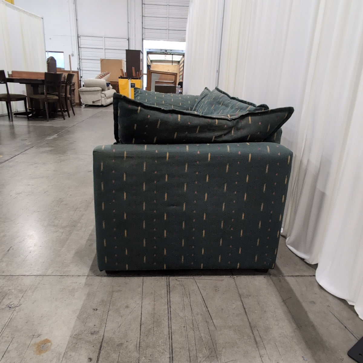 Dark Green Patterned Fabric Couch