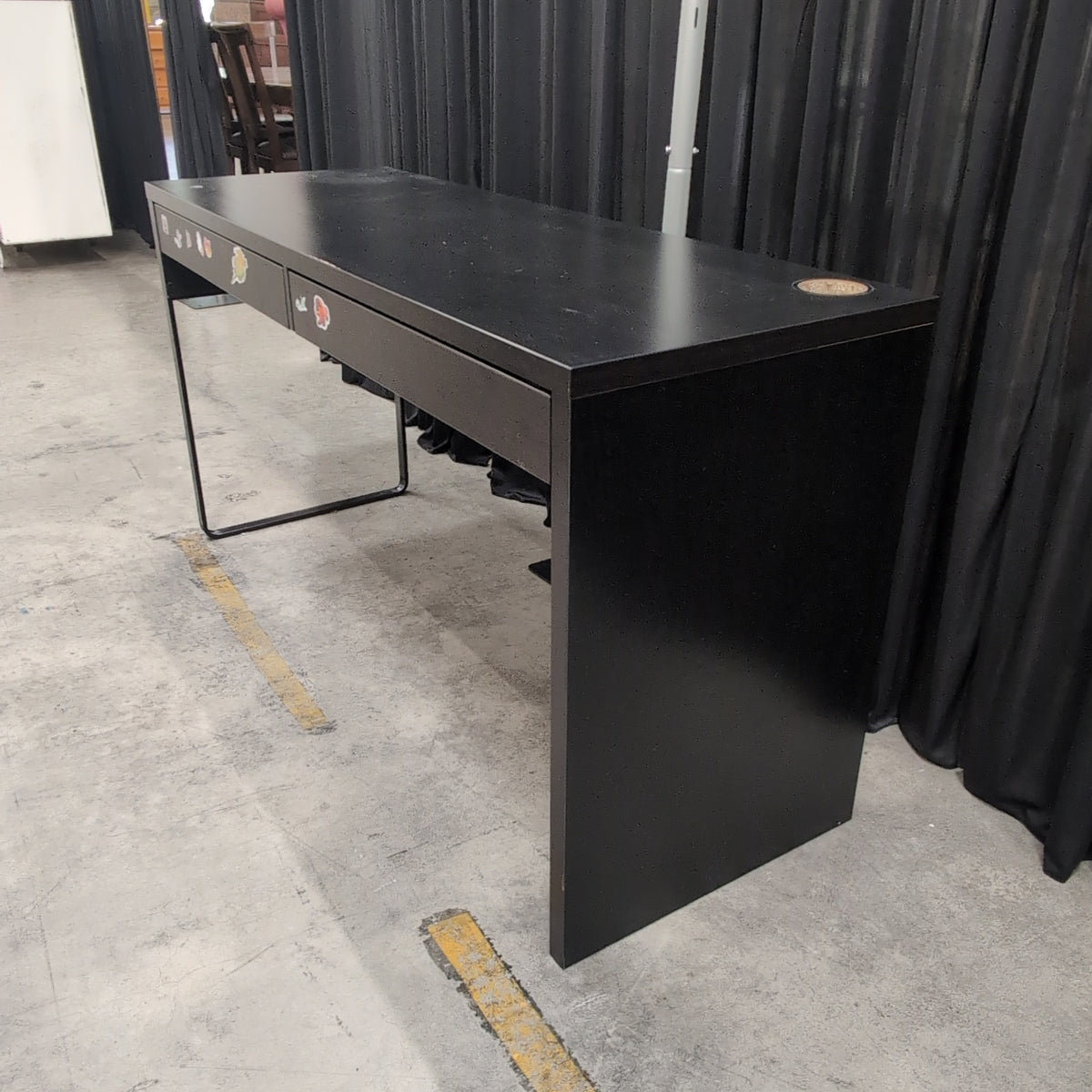 Black Laminate Desk with Two Drawers