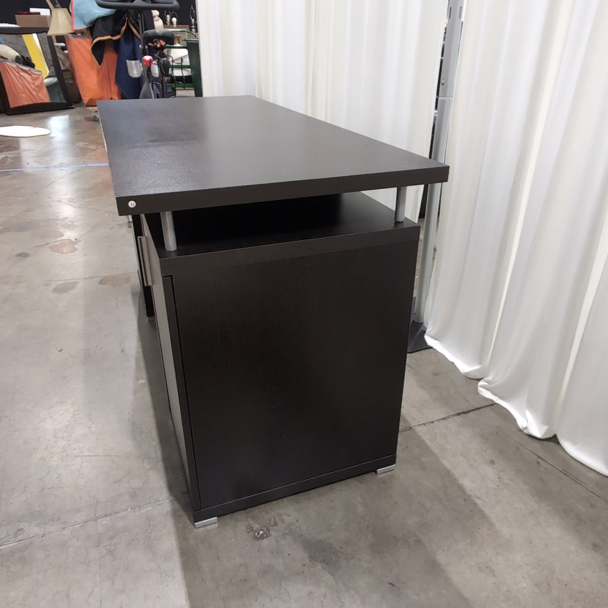 Dark Brown Laminate Office Desk with Storage