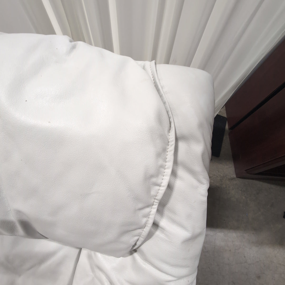 Emerson Leather Plush White Padded Leather Couch