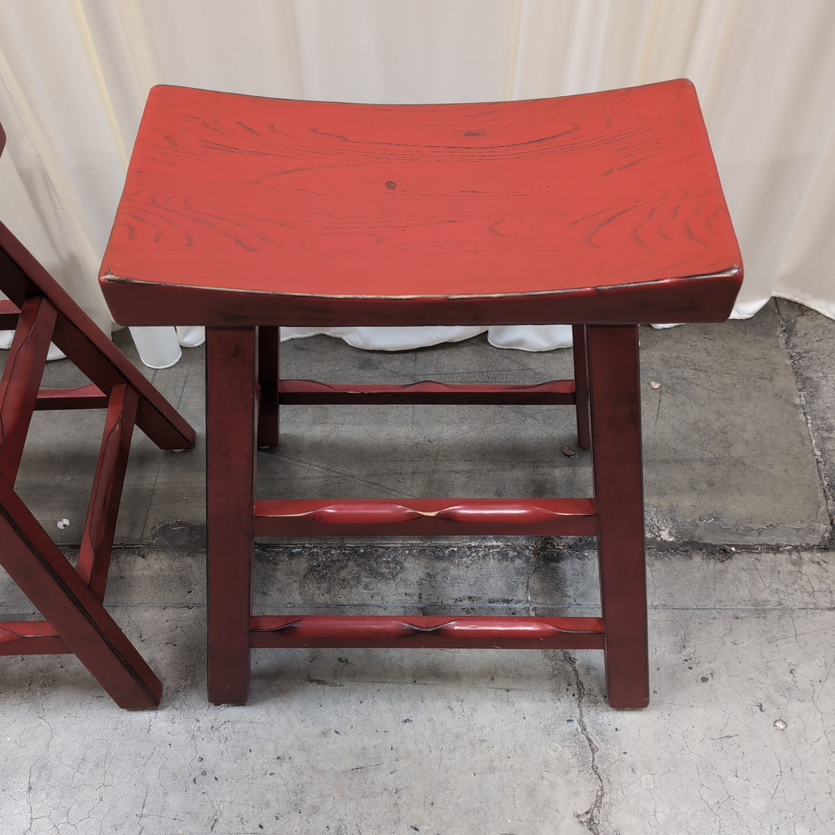 Red Wood Saddle Seat Bar Stool