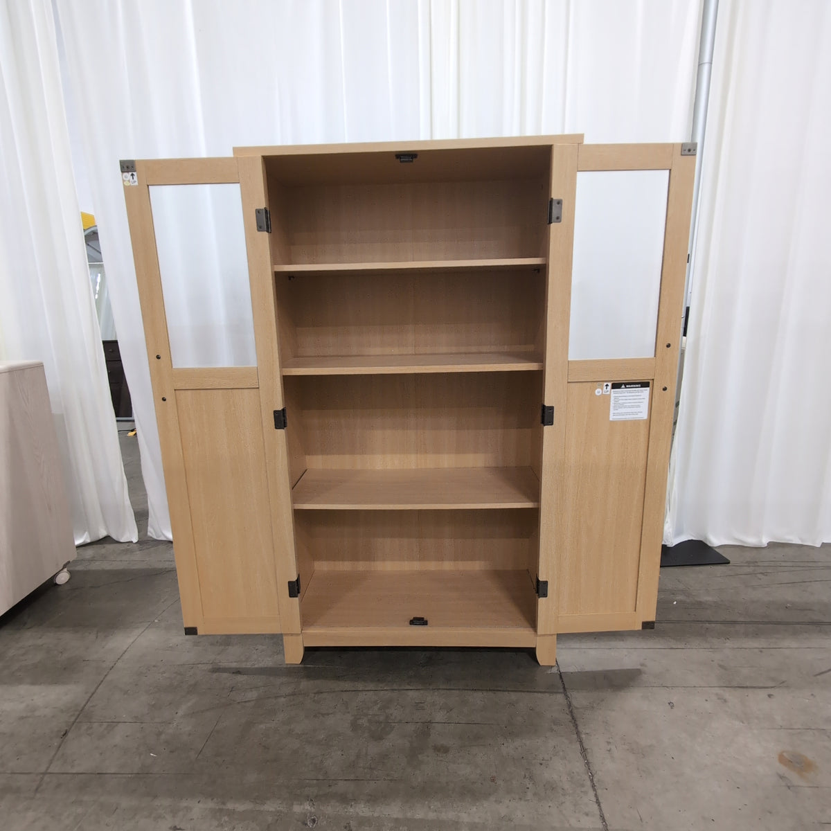 Two-Door Glass-Front China Cabinet in Light Wood