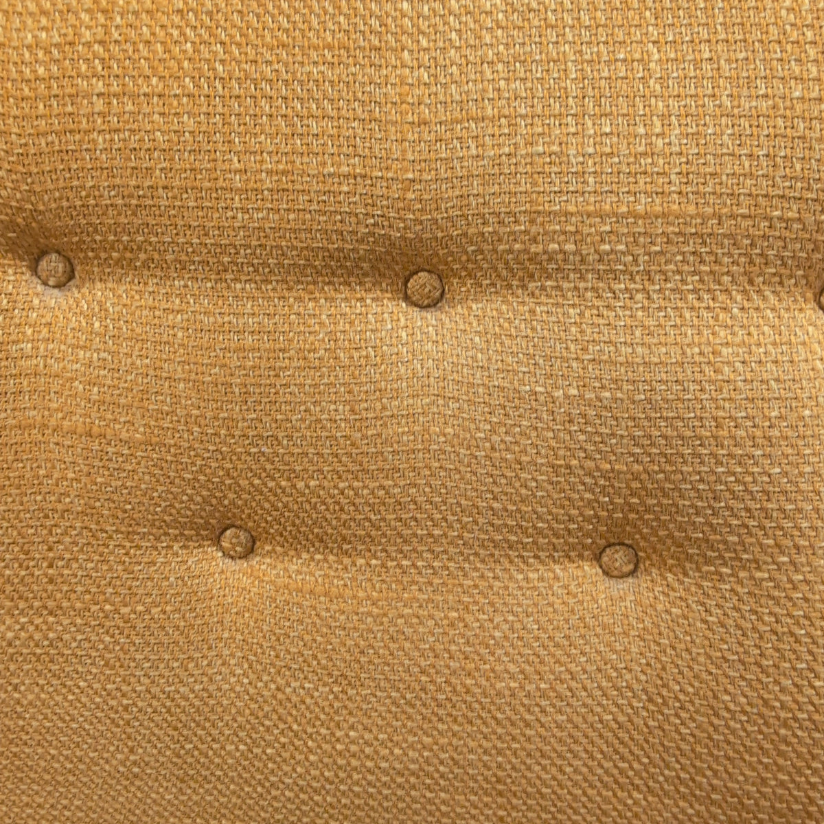 Vintage Mustard Yellow Tufted Couch with Wood Trim