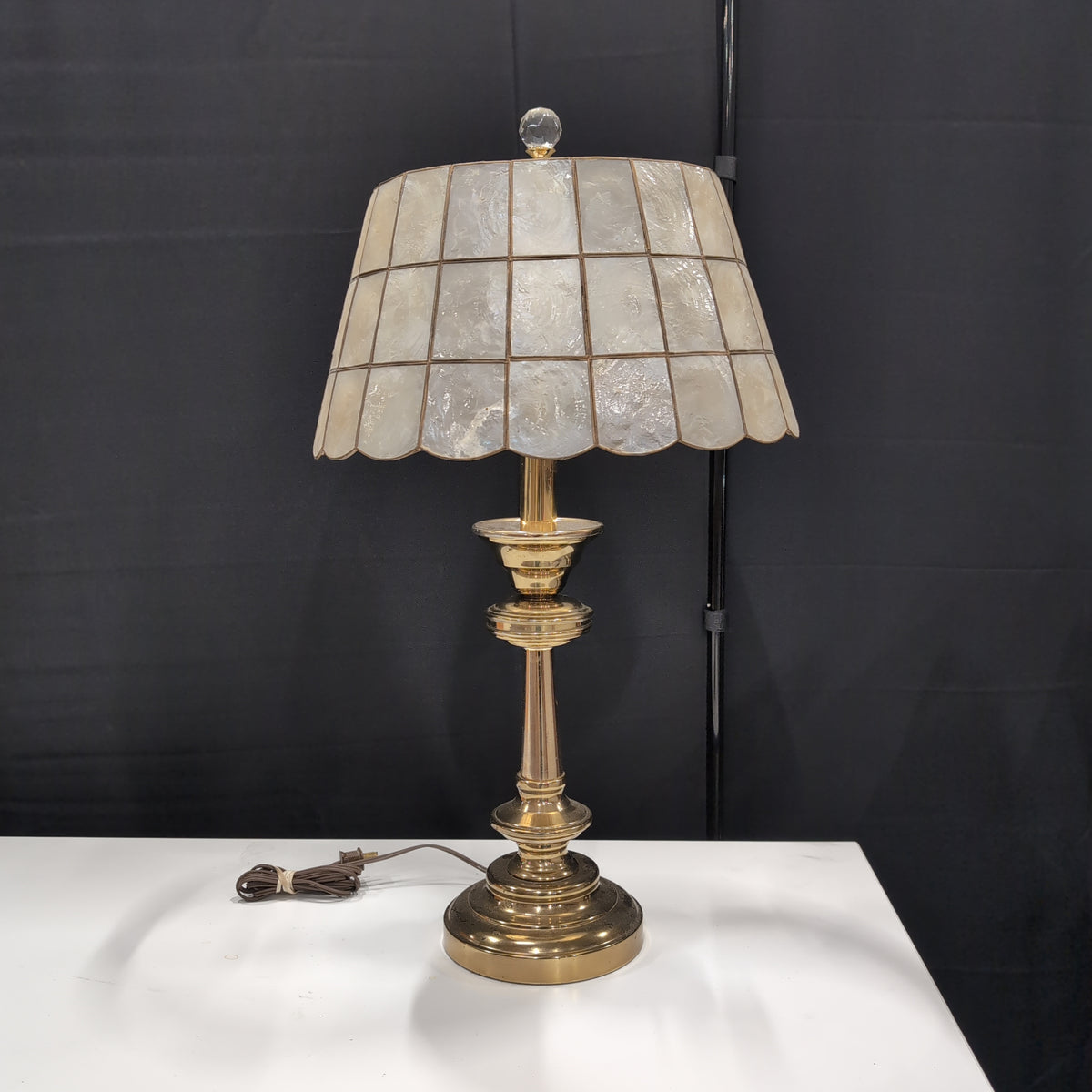 Brass Base Table Lamp with Capiz Shell Shade