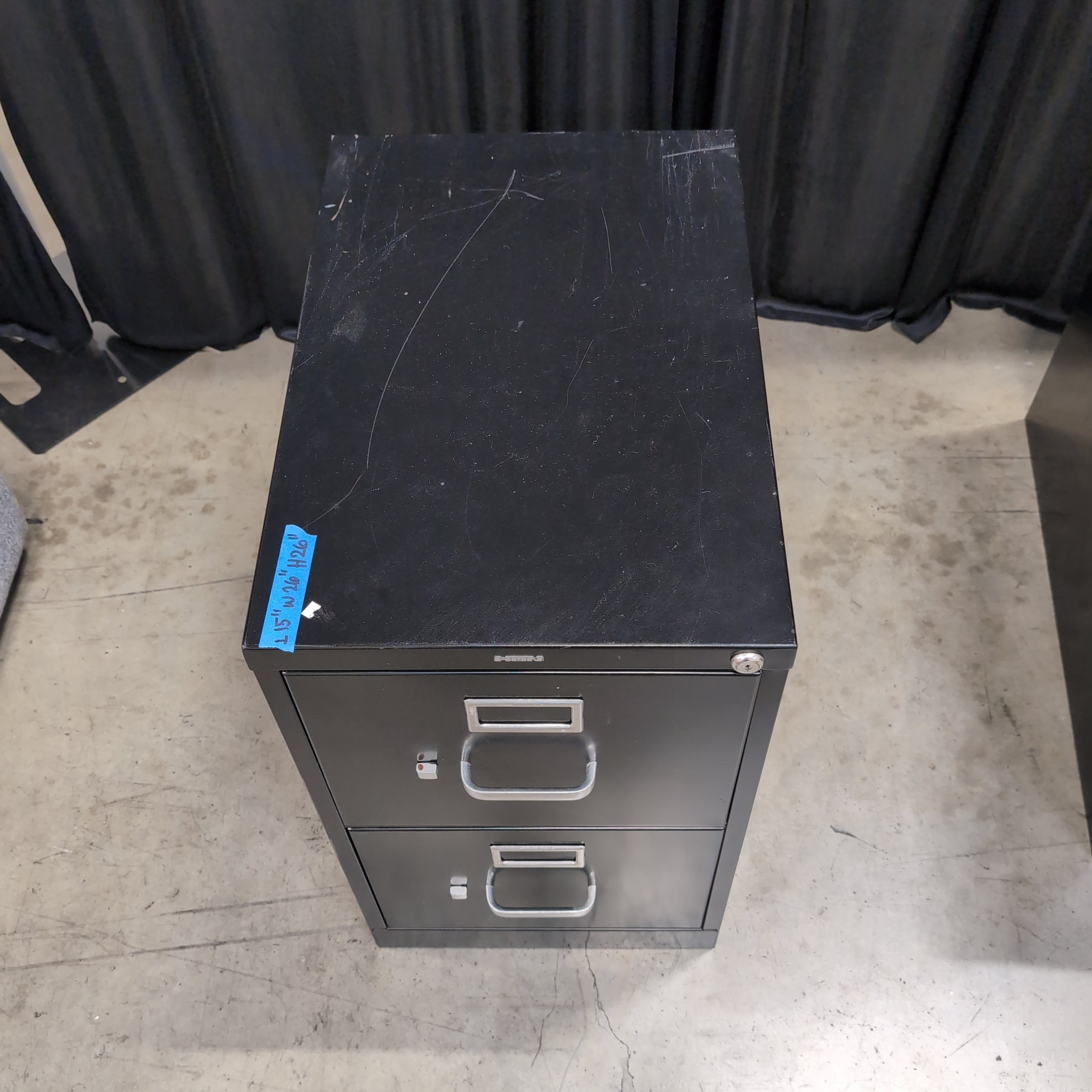 HON Black Two-Drawer Filing Cabinet in Metal