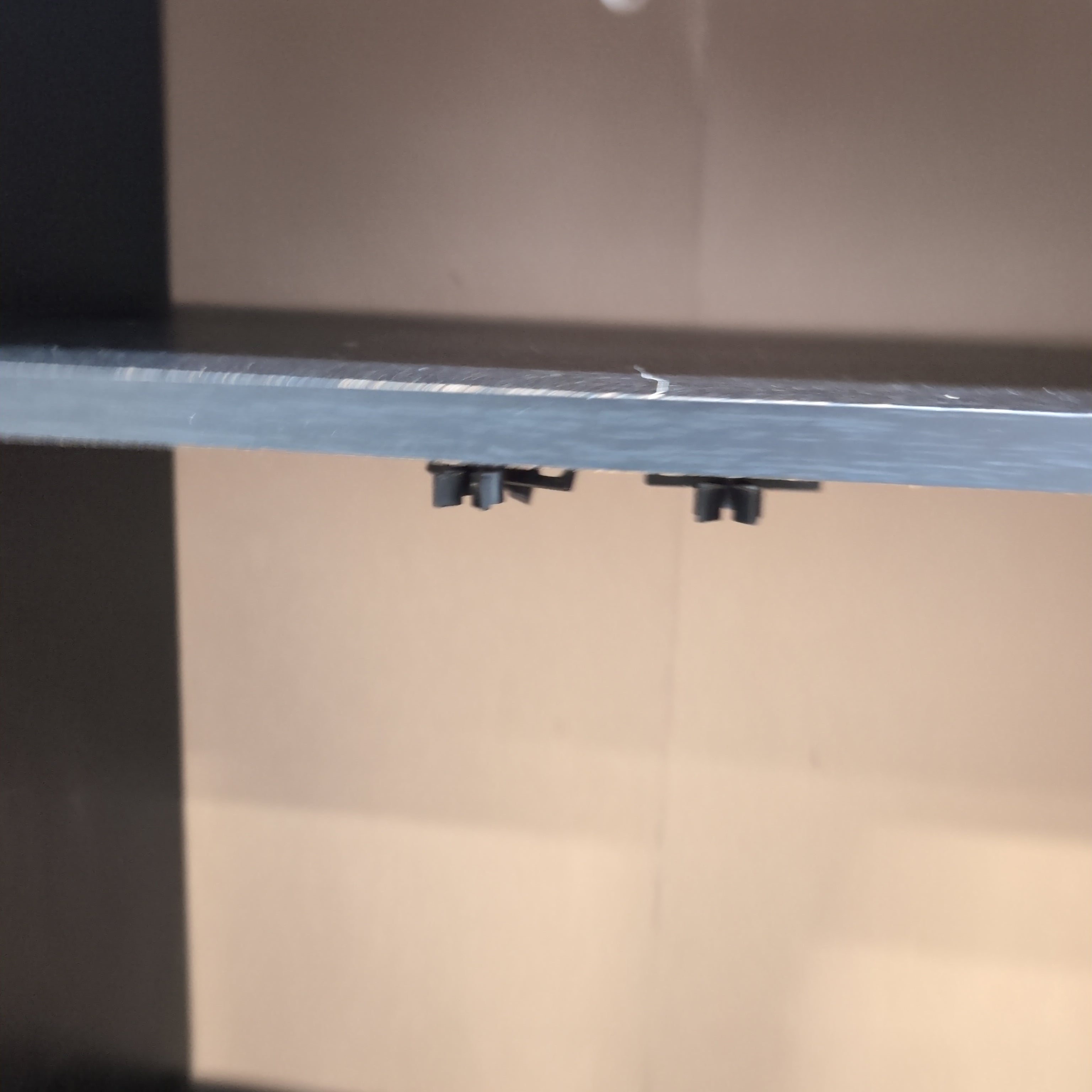 Black Wood-Look Open Shelf Nightstand with Cable Management
