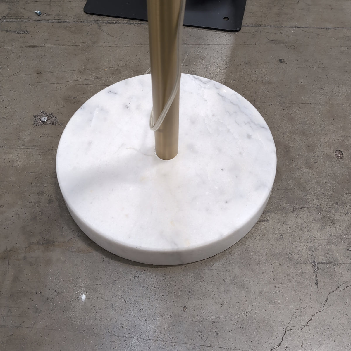 Intertek Mid-Century Modern Gold Three-Light Floor Lamp with Marble Base