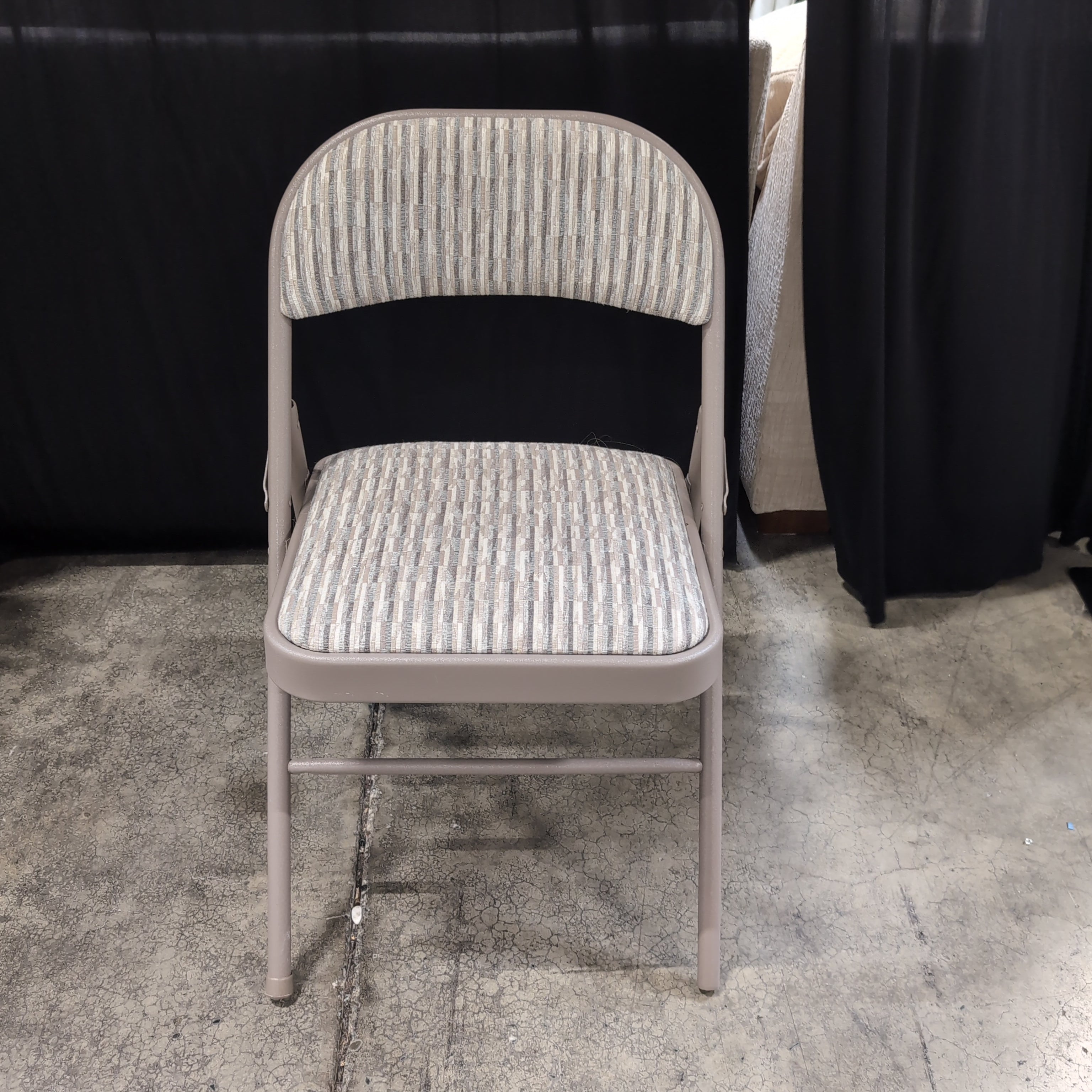 Taupe Metal Folding Chair with Padded Seat