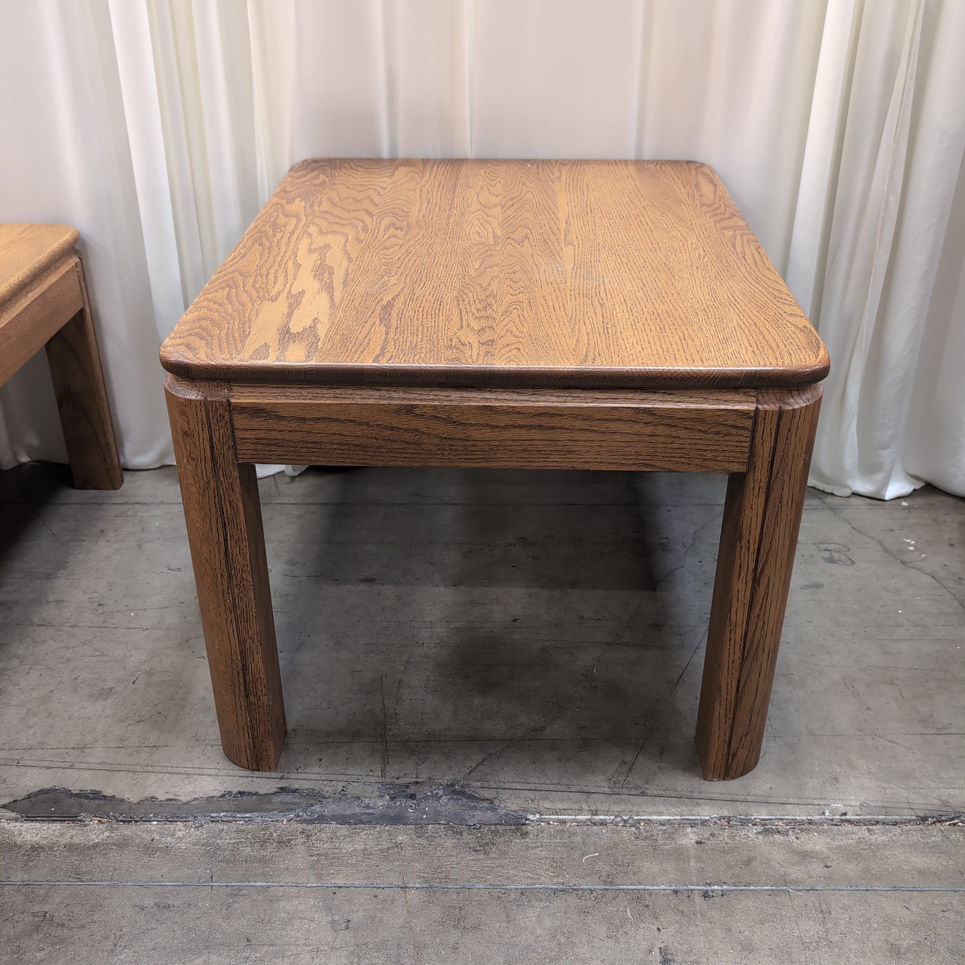 Natural Wood Square End Table with Rounded Edges