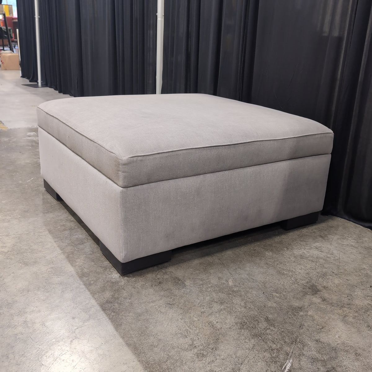 Light Grey Upholstered Square Ottoman