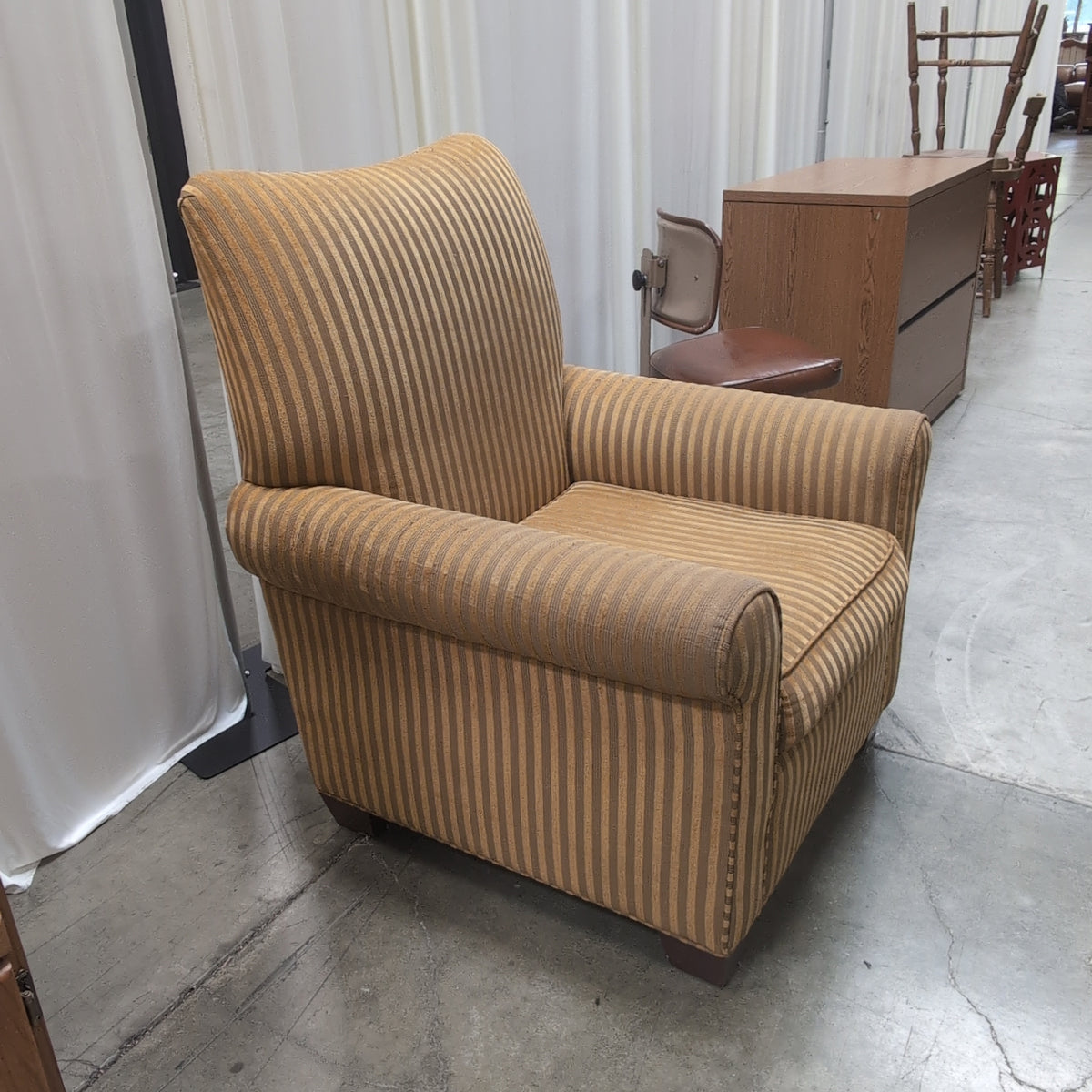 Traditional Gold Striped Fabric Armchair
