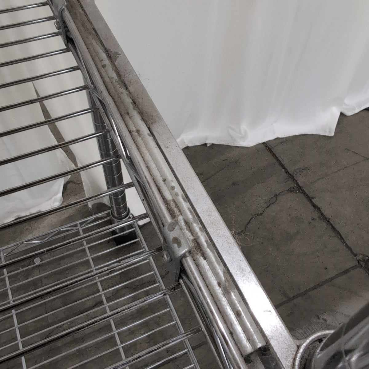 Silver Chrome Rolling Three-Tier Cart with Wood Top