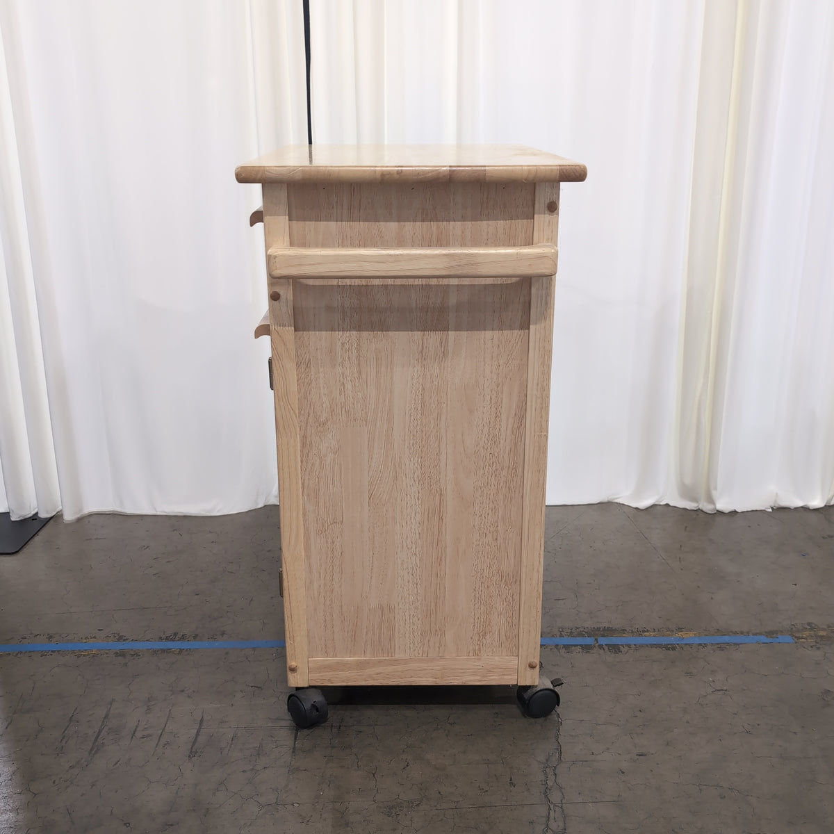 Light Wood Single Drawer Utility Cabinet on Casters