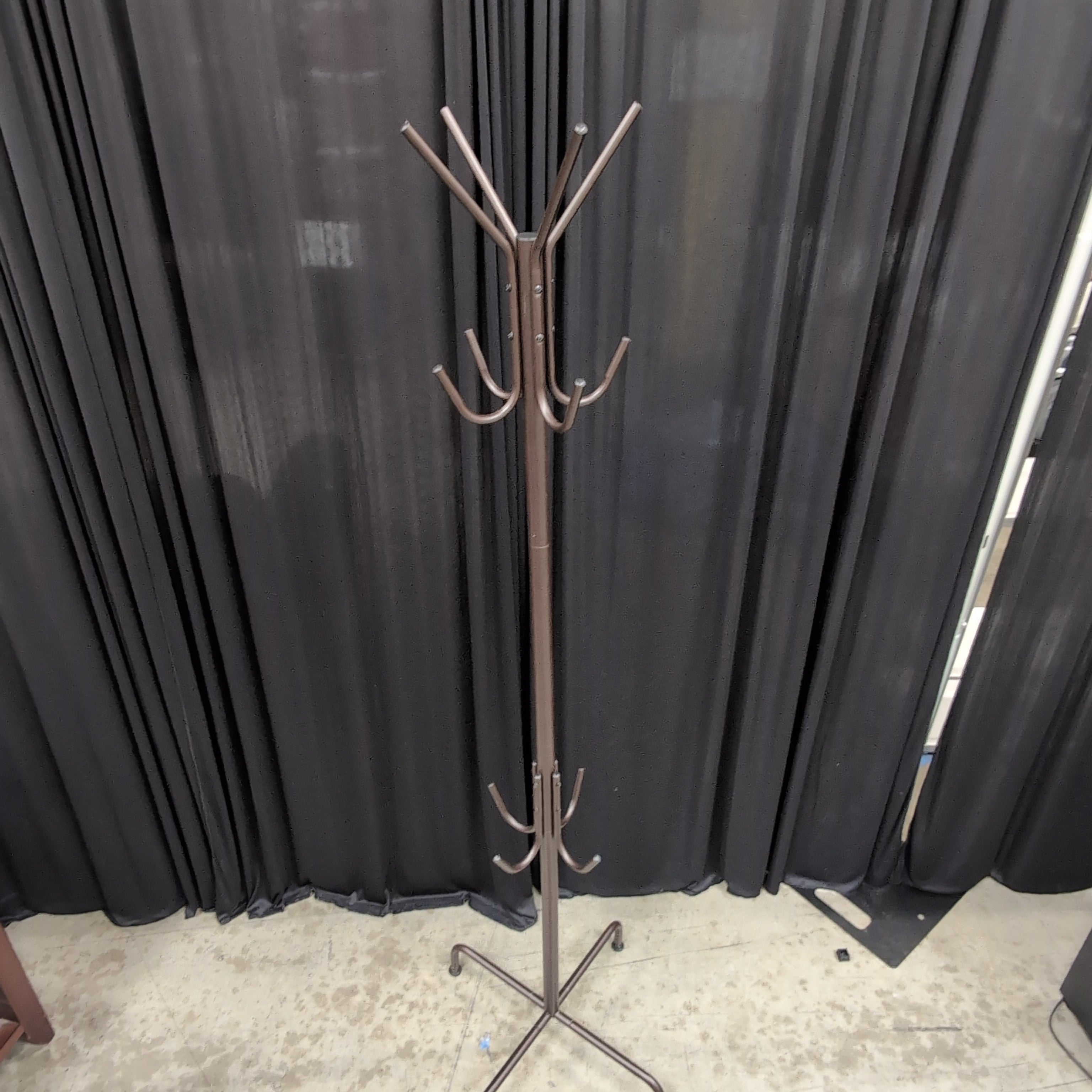 Bronze Metal Standing Coat Rack with Multiple Hooks