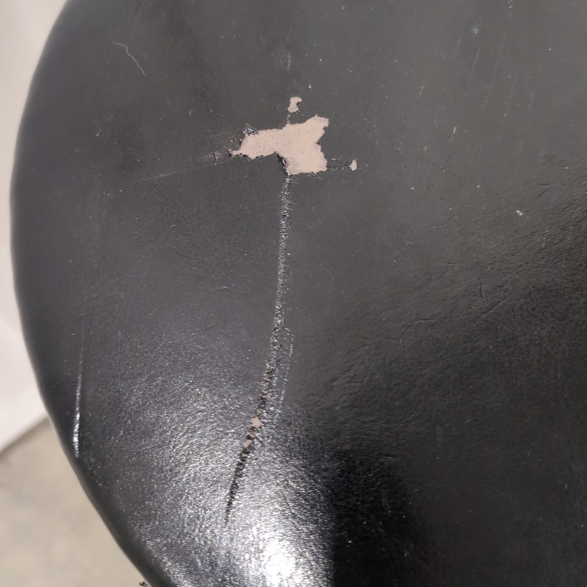 Pair of Black Round Seat Stools with Metal Legs