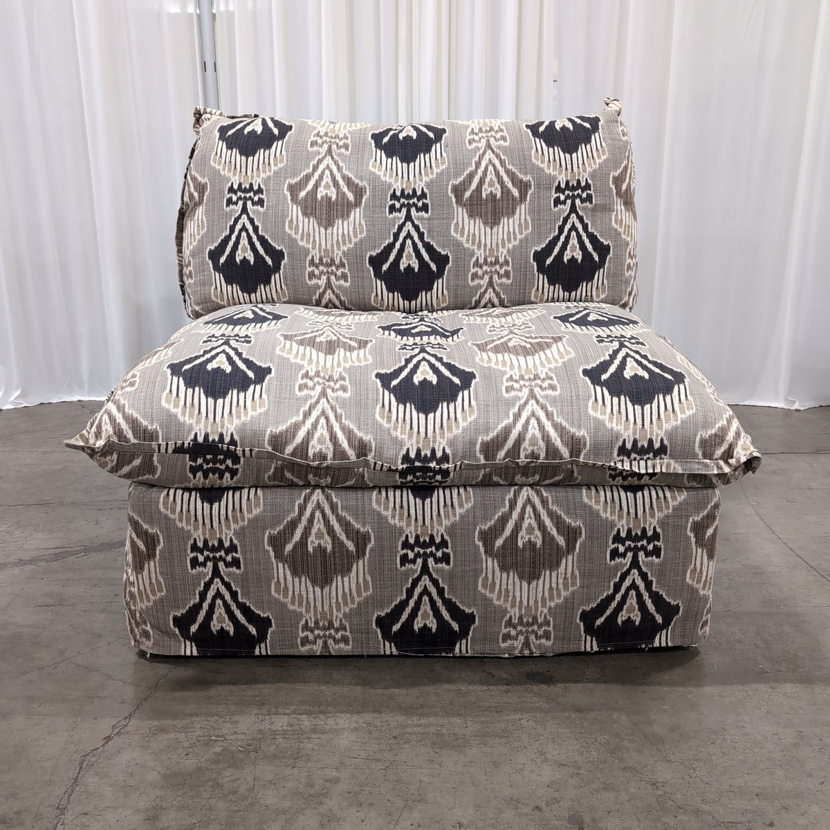 Patterned Multi-Tone Sectional Couch with Ikat Design