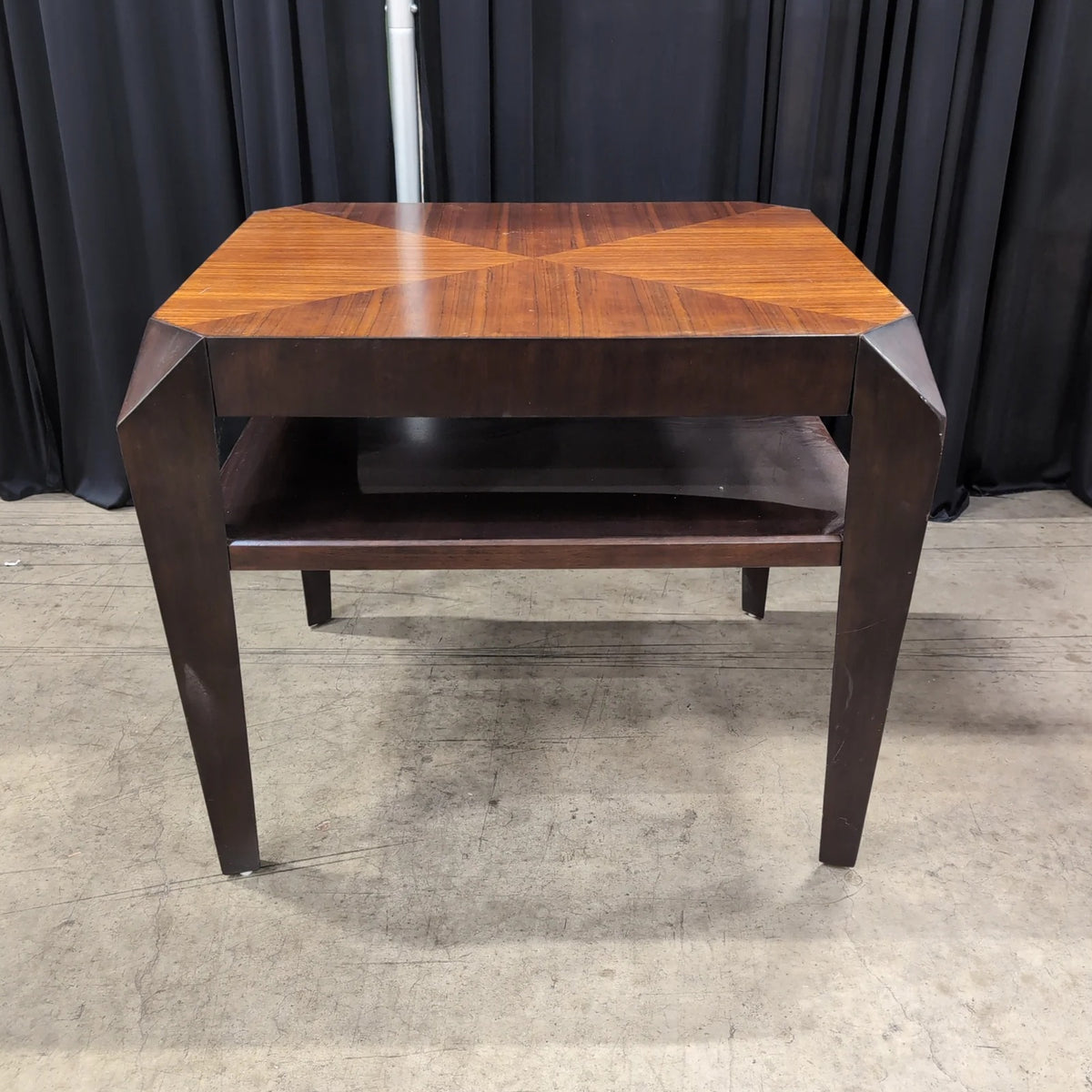 Two-Tone Wood End Table with Lower Shelf