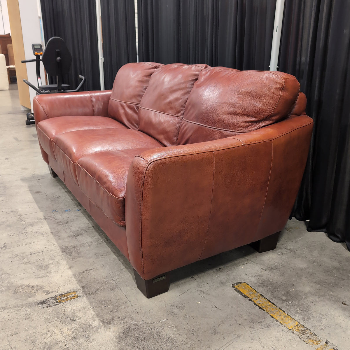 Terracotta Leather Three-Seat Couch