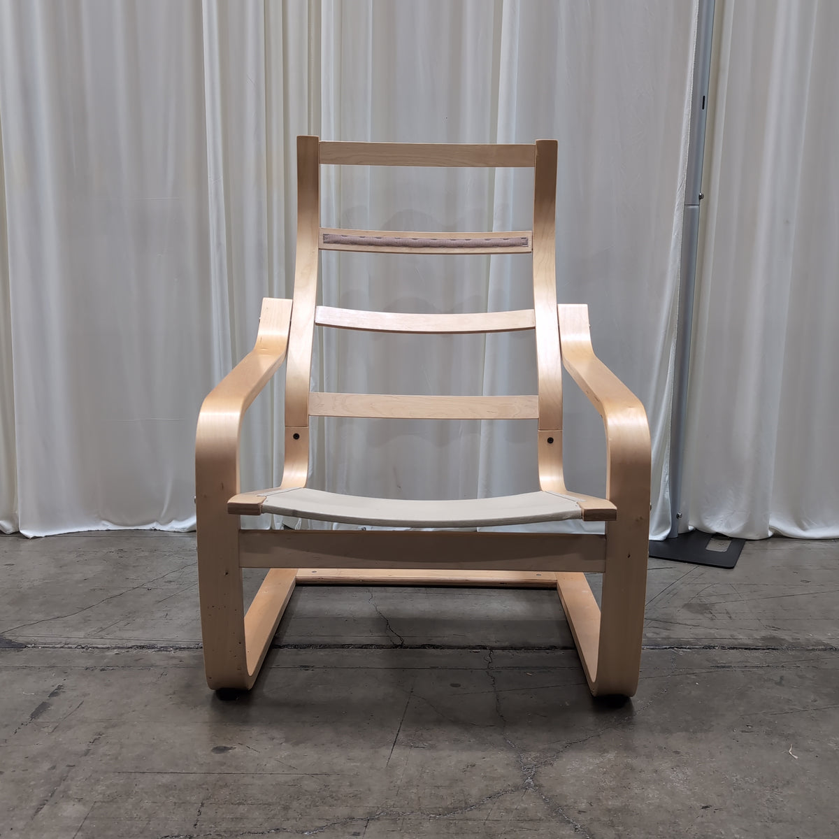 Modern Bentwood Lounge Chair with Fabric Seat