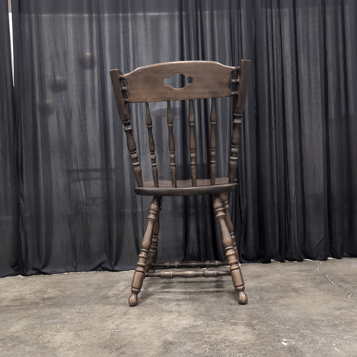 Dark Brown Spindle Back Dining Chair in Wood