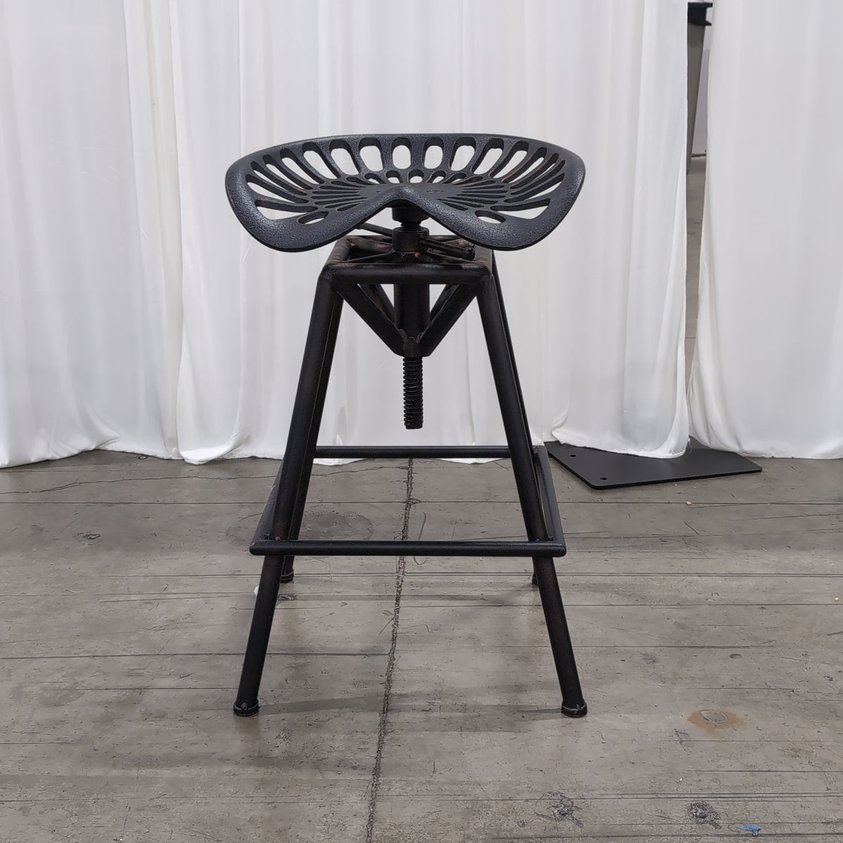 Black Industrial Adjustable Tractor Seat Stool