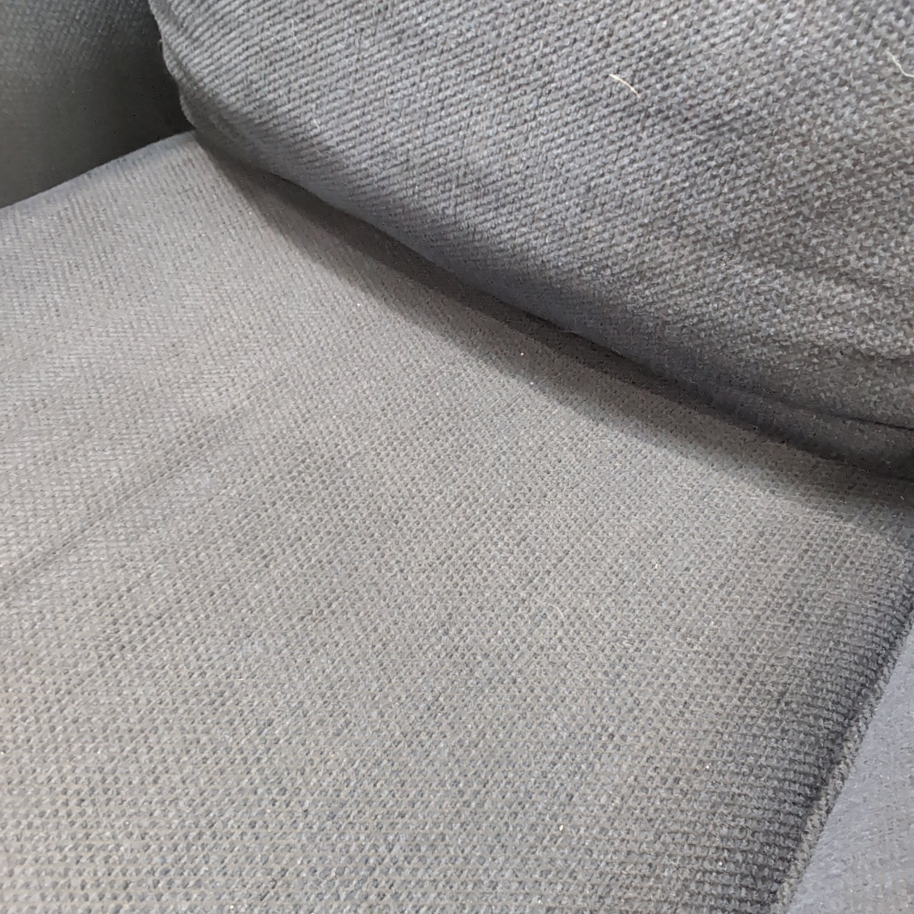 Navy Fabric Rolled Arm Chair with Matching Ottoman