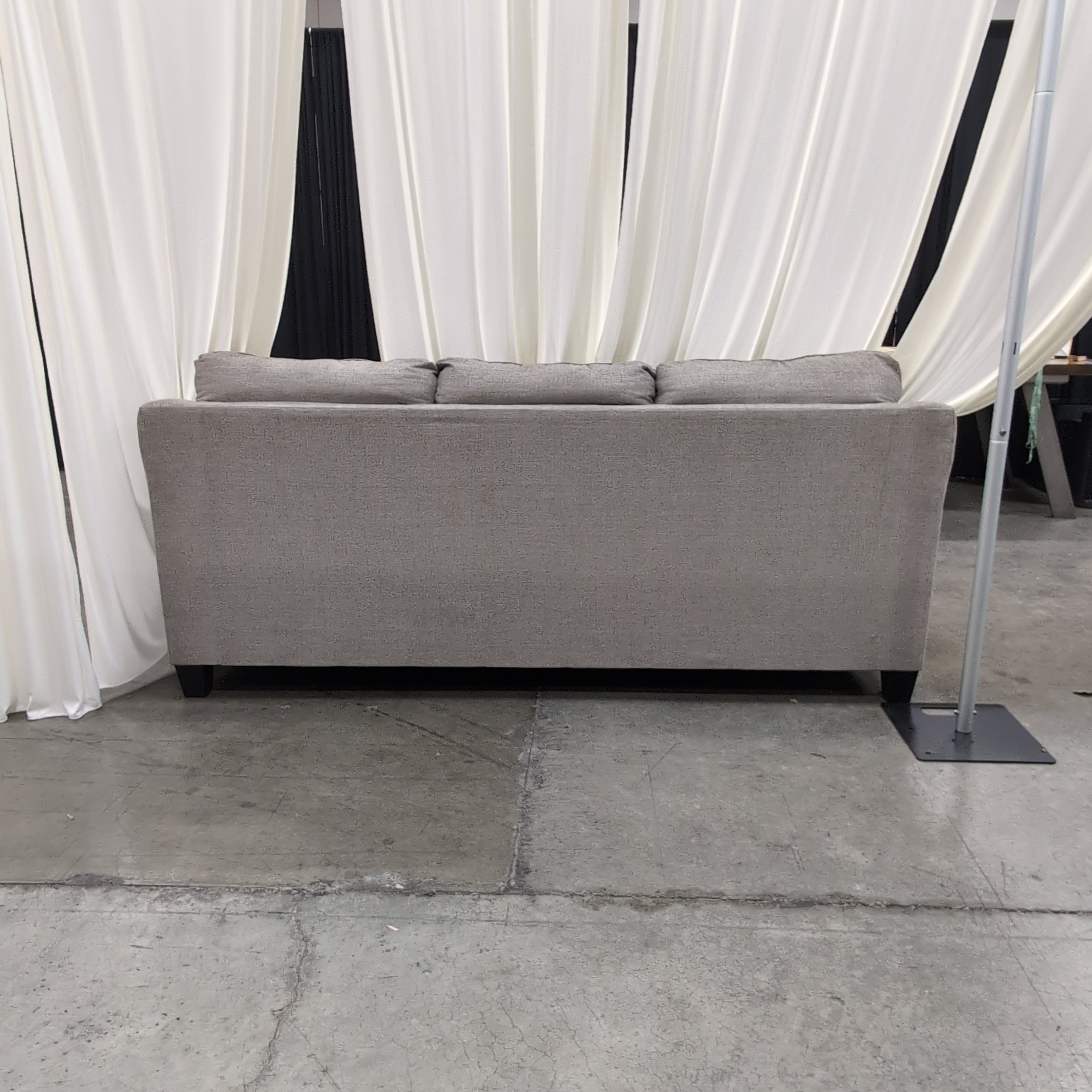 Light Grey Fabric Sectional Couch with Track Arms