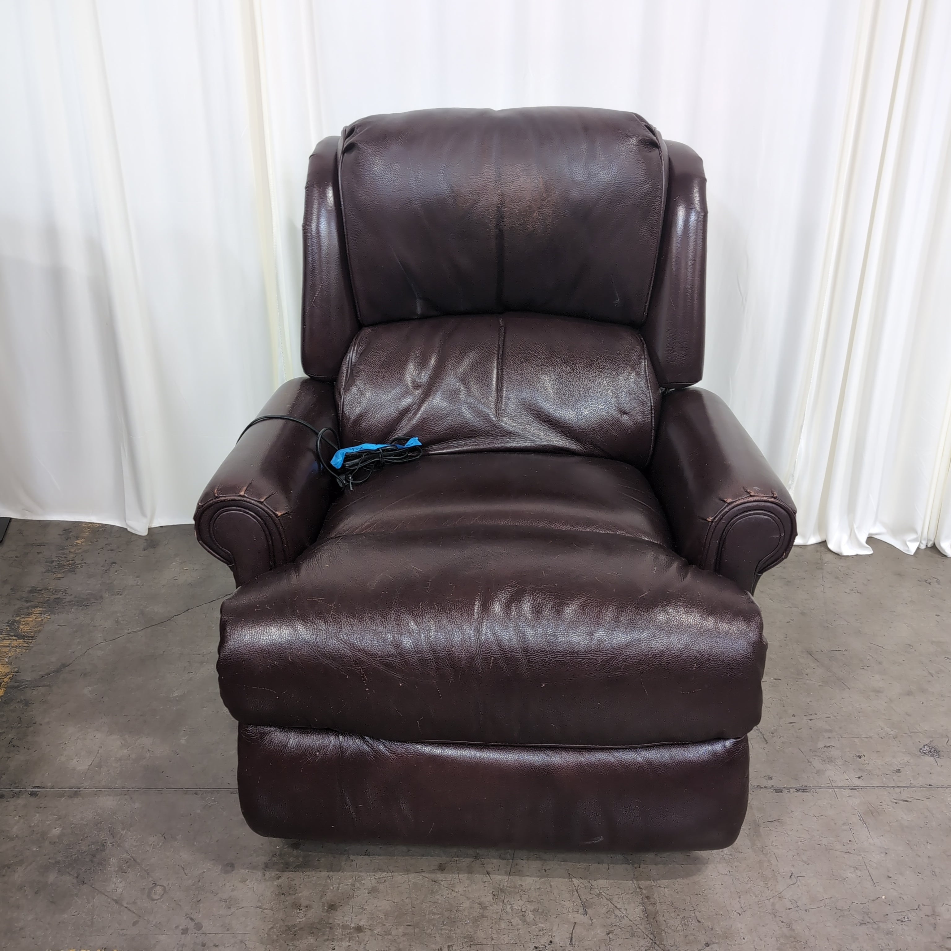 Plush Dark Brown Power Recliner in Leather