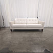 Cream Tufted Leather Three-Seat Couch