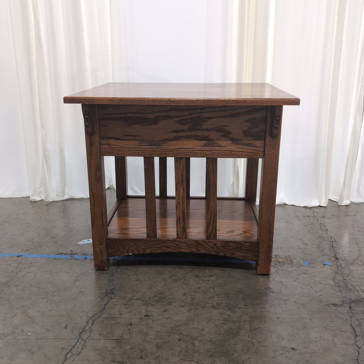 Mission Style Wood End Table with Drawer and Shelf