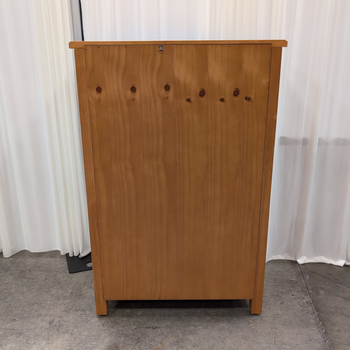 Light Brown Wood Five-Shelf Bookcase