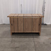 Plank Design Wood-Look TV Stand with Brass Accents