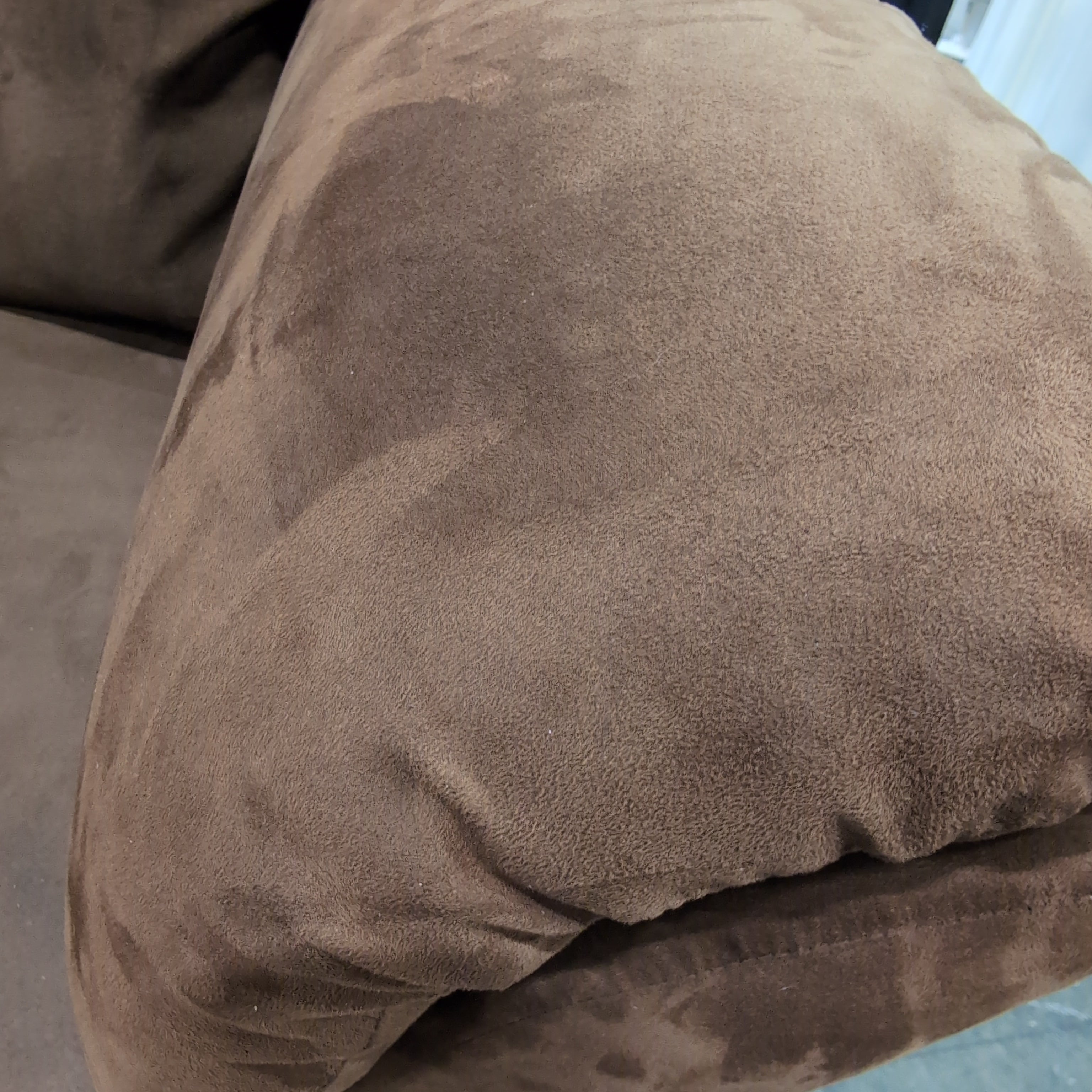 Brown Microfiber Couch with Rolled Arms