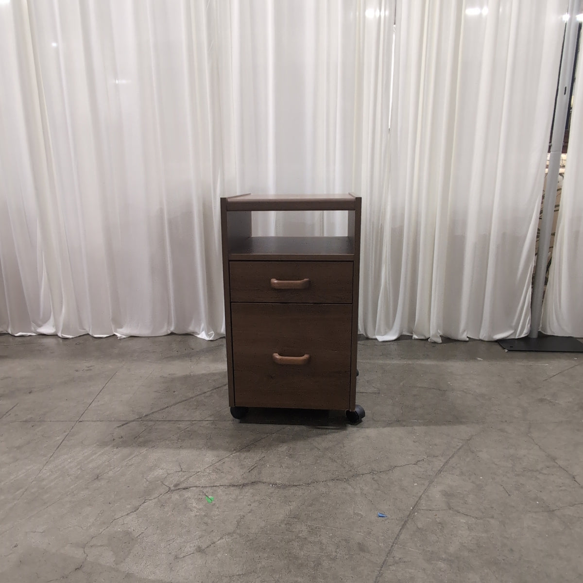Functional Brown Wood Nightstand with Two Drawers