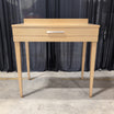 Light Wood and Glass Top Vanity with Needlepoint Stool