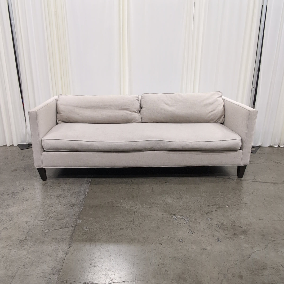 Light Grey Contemporary Couch with Box Arms