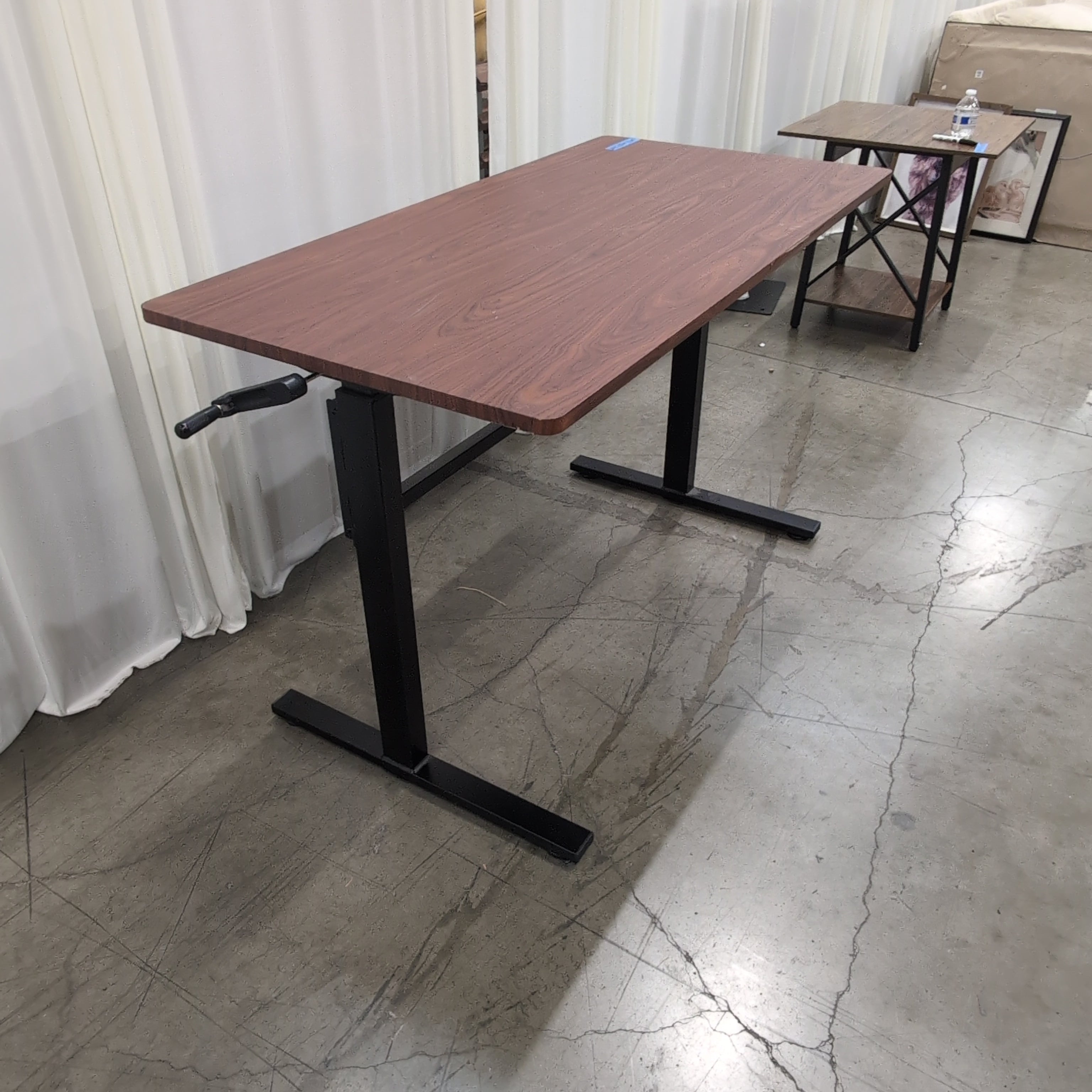 Dark Wood Grain Adjustable Standing Desk