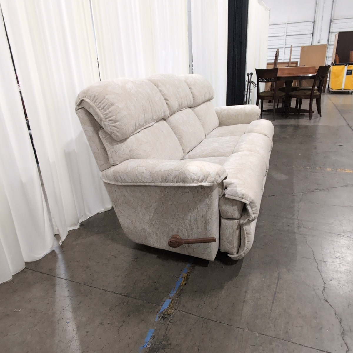Beige Floral Pattern Reclining Couch