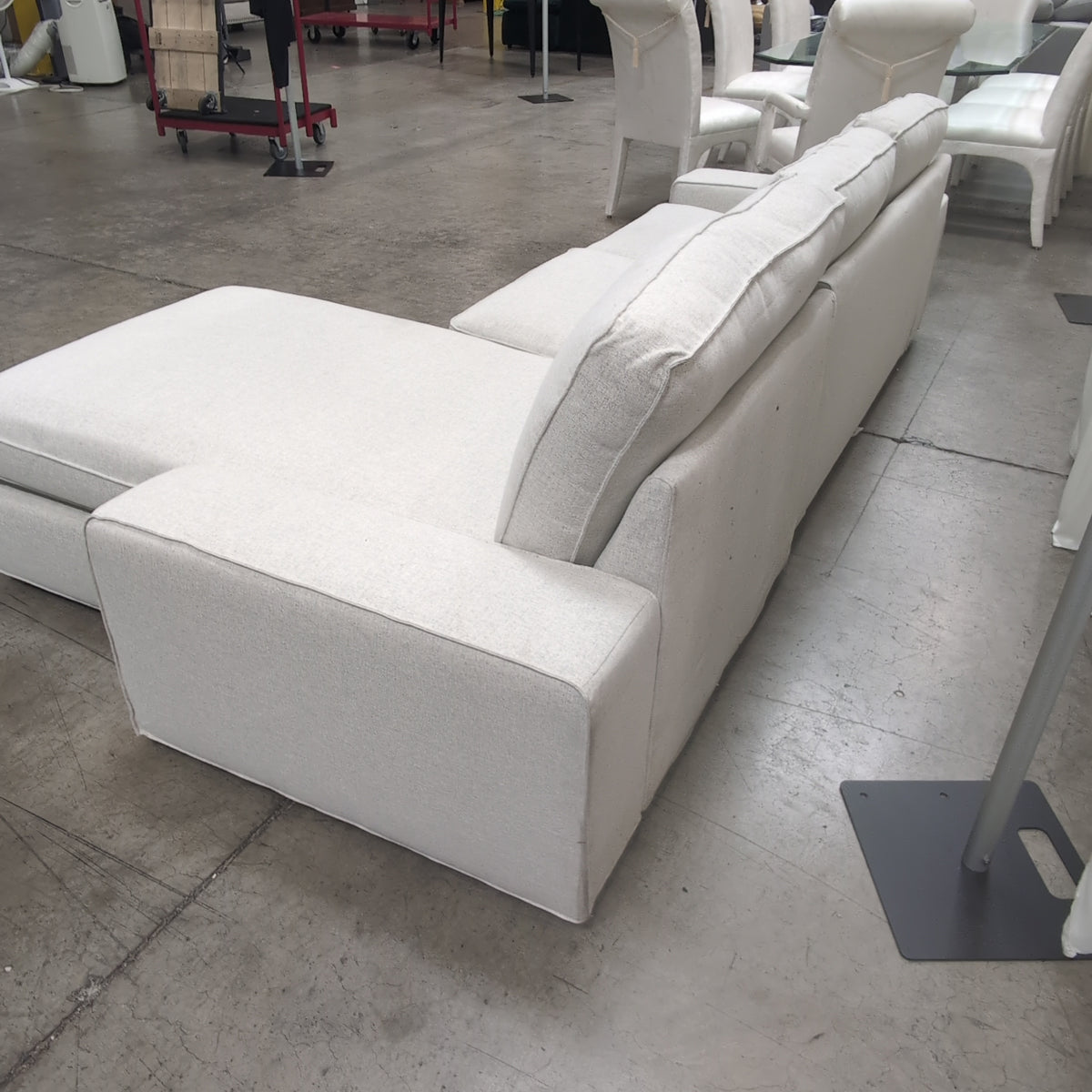 Light Beige Fabric L-Shaped Sectional Couch