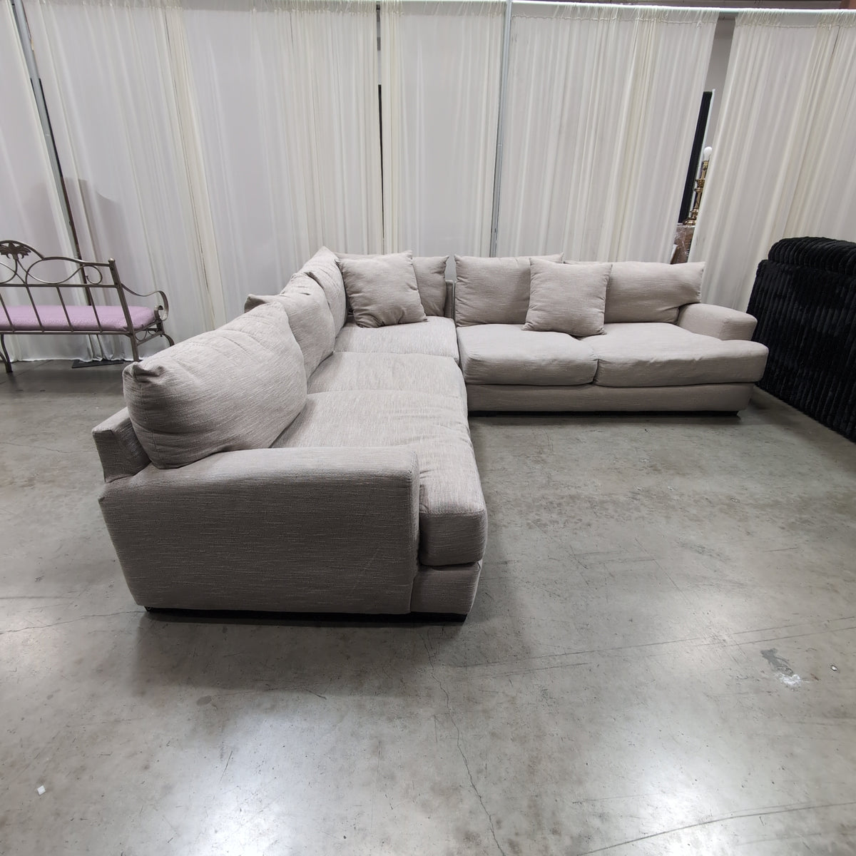 Neutral Textured Fabric Couch