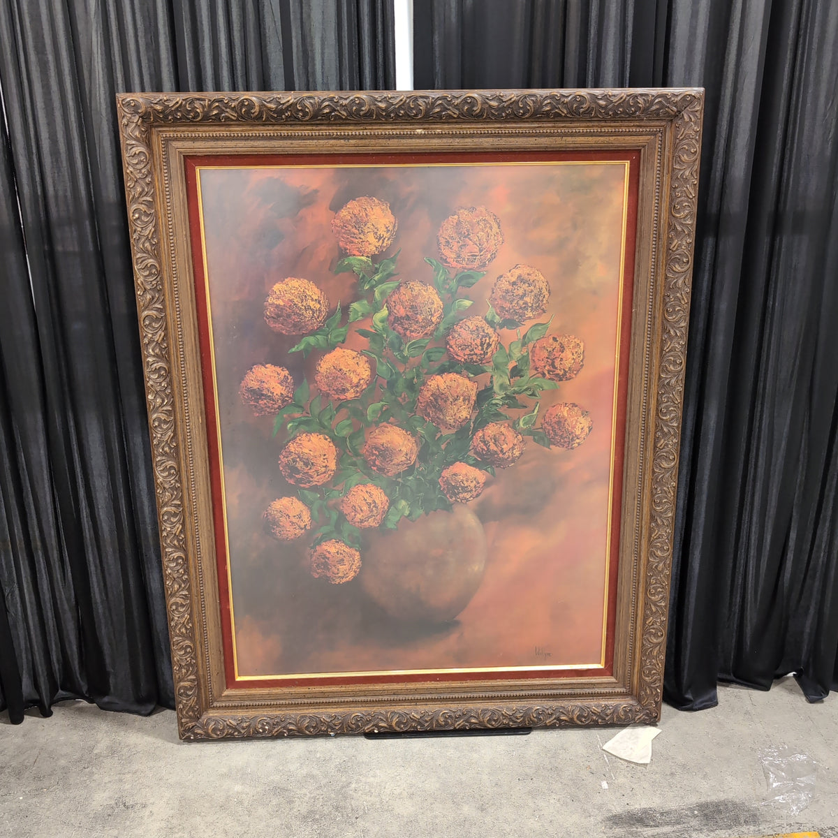 Ornate Gold and Brown Floral Framed Painting
