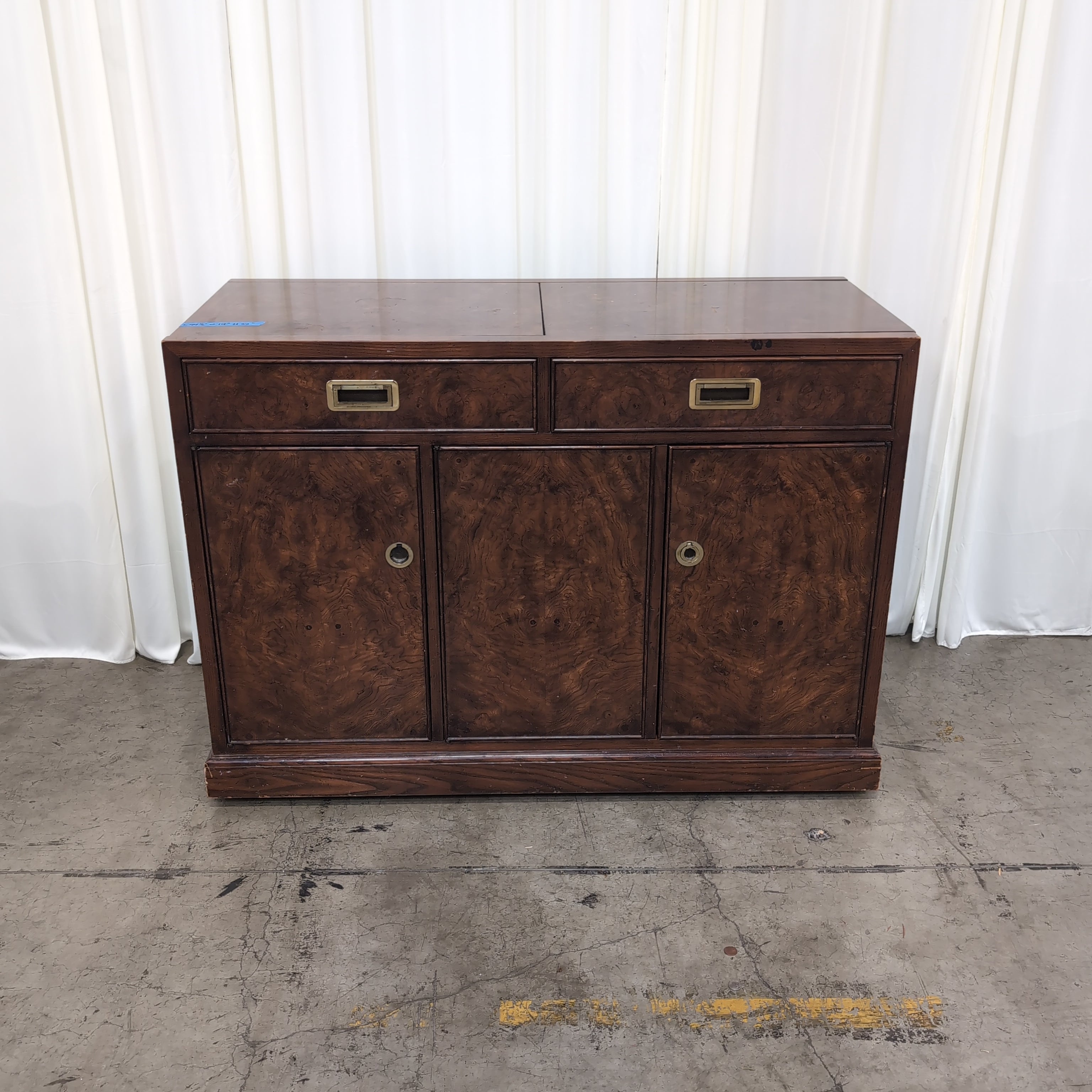 Dark Burl Wood Buffet with Brass Hardware