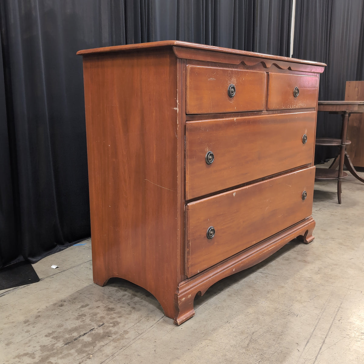 Cherry Stained Wood Four-Drawer Dresser
