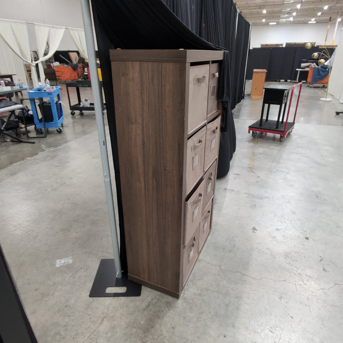 Bayside Furnishings - Dark Brown Wood-Look Eight-Cubbies Storage Unit with Fabric Bins
