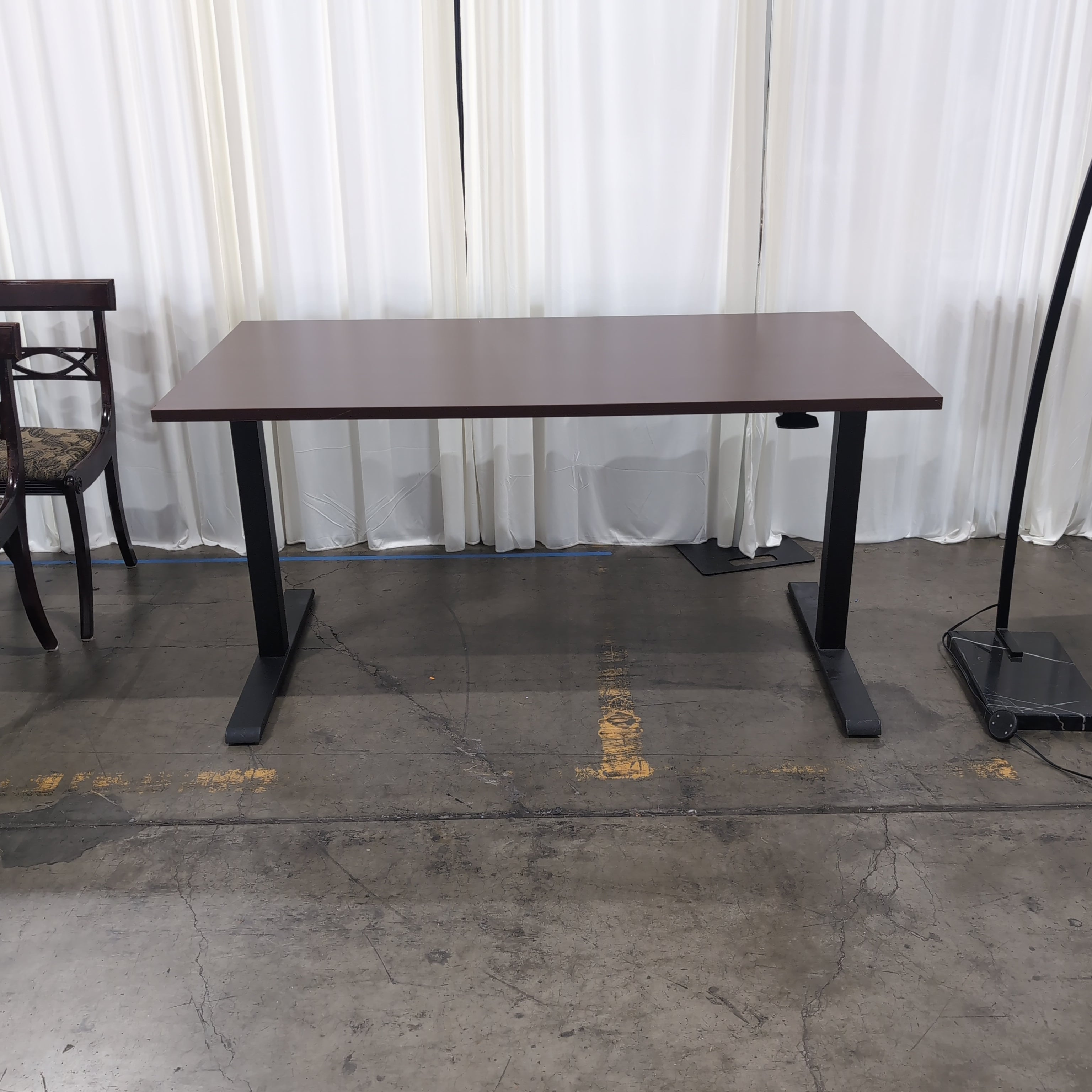 Dark Brown Laminate Adjustable Height Desk