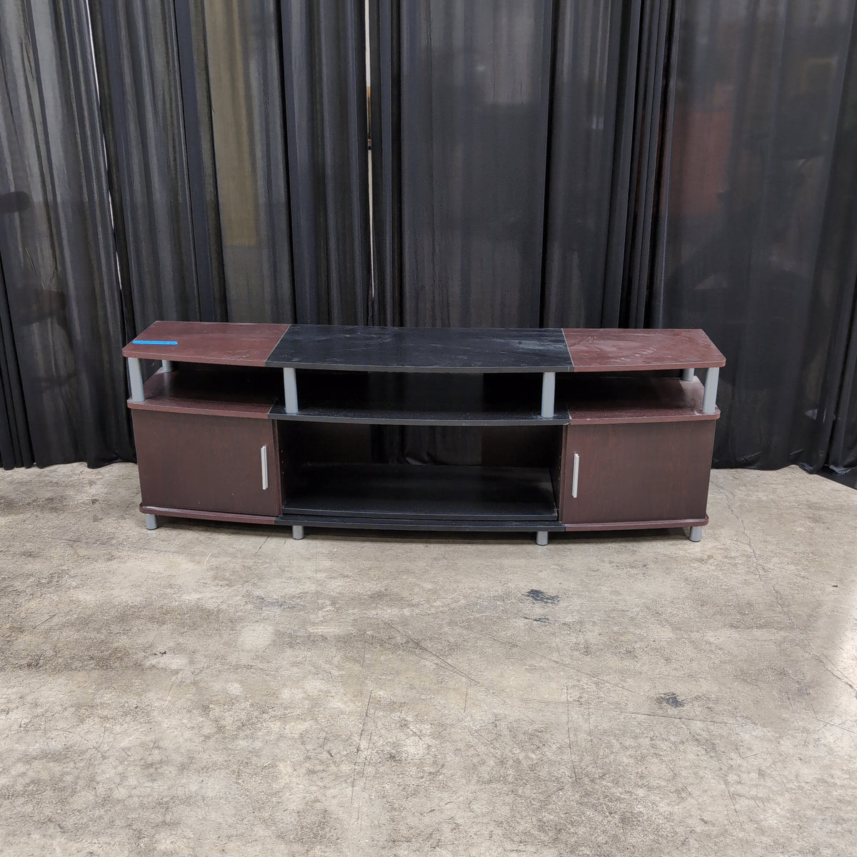 Dark Brown Laminate TV Stand with Open Shelving