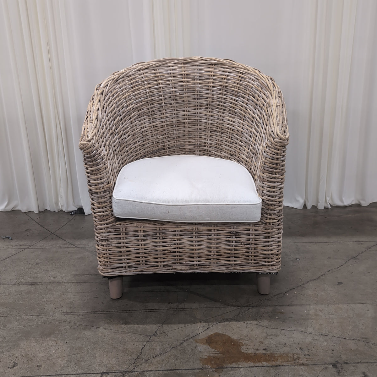 JOUR Natural Wicker Barrel Chair with Cream Cushion