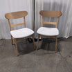 Pair of Natural Wood Dining Chair with White Upholstery
